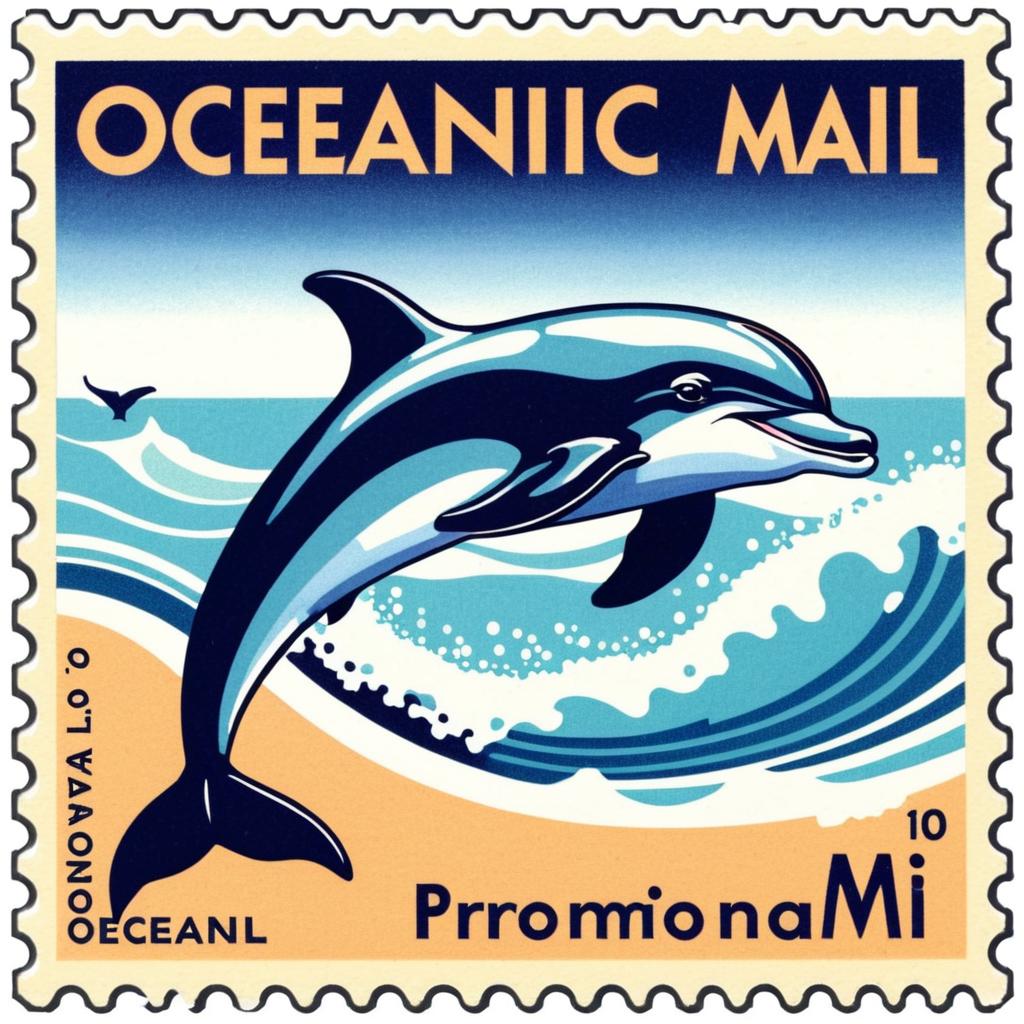 Playful Dolphin Postage Stamp Design