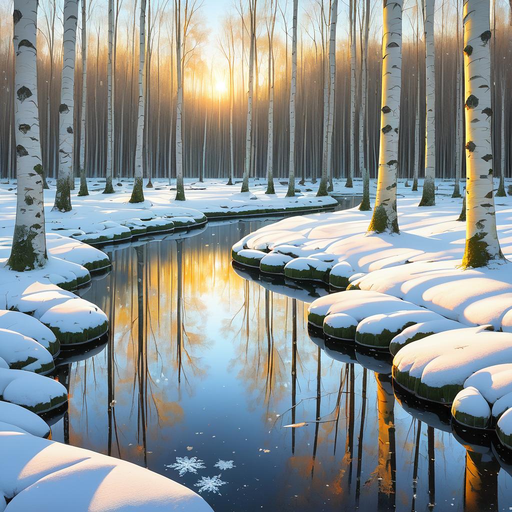 Tranquil Winter Serenity in Birch Glade