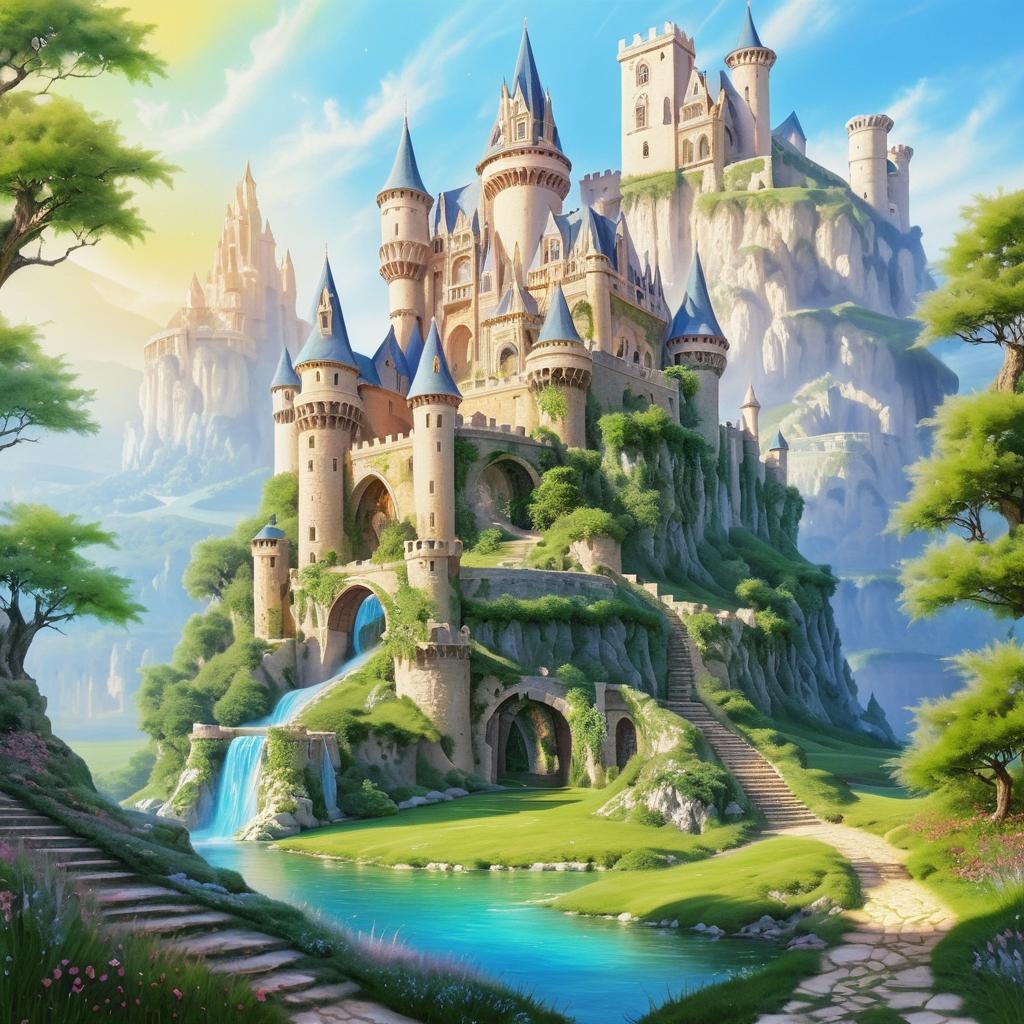 Whimsical Castle Among Ancient Ruins