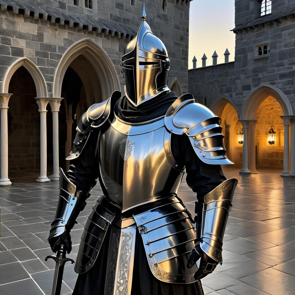 Dramatic Knight in Armor at Dusk