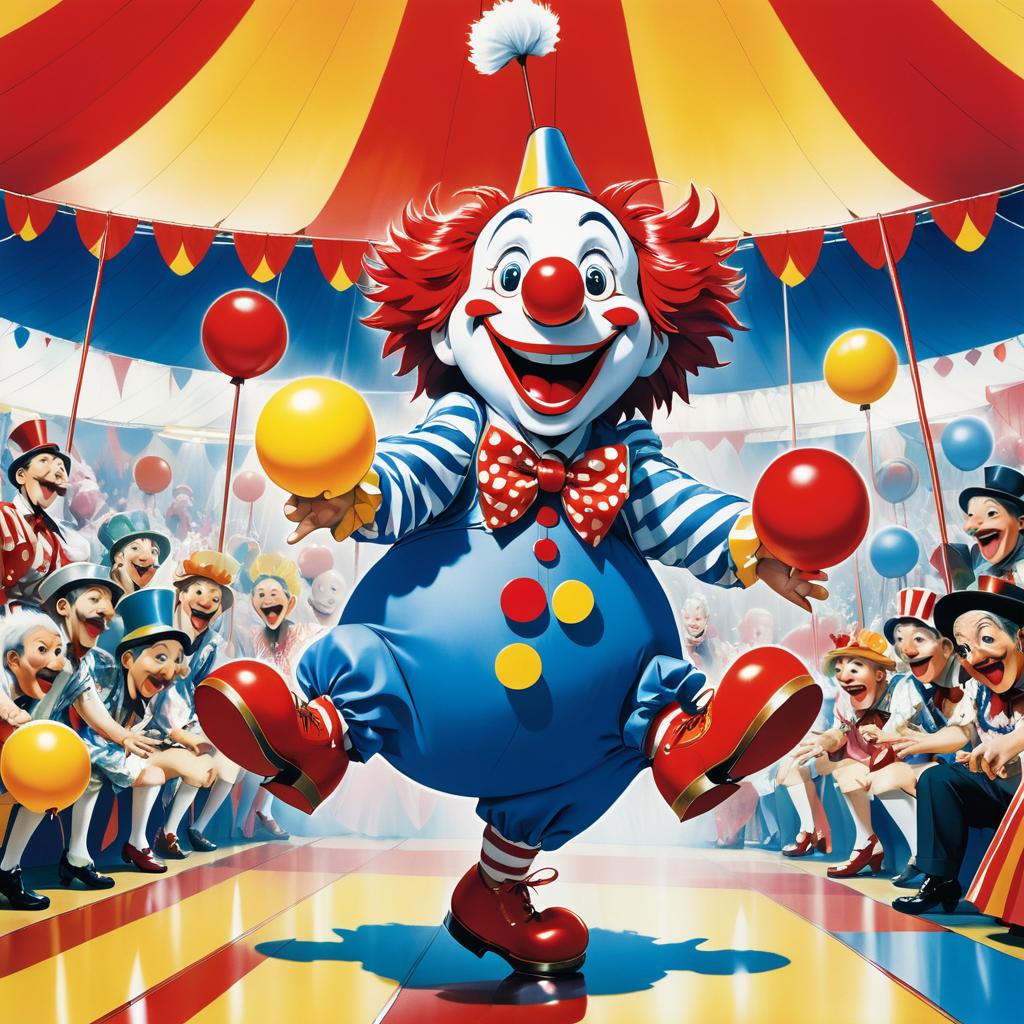 Cheerful Clown's Hilarious Circus Antics