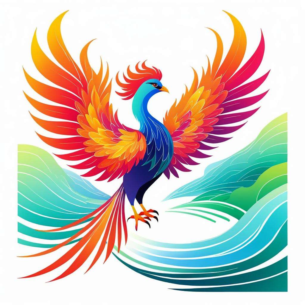 Vibrant Minimalist Phoenix Landscape Illustration