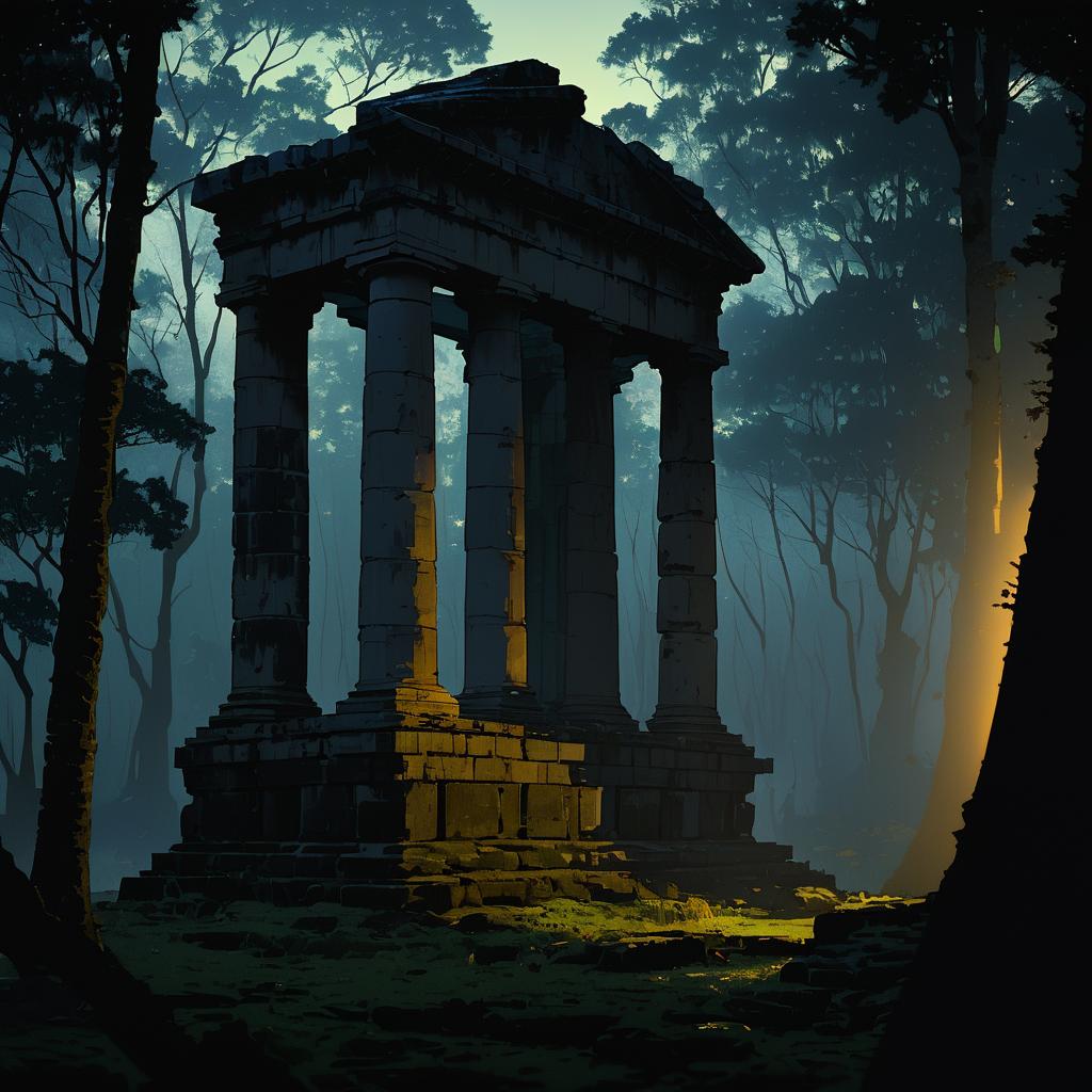 Twilight in Enchanted Woods with Ruins