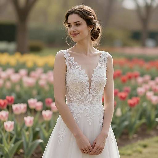 Elegant Winter Bride in Colorful Garden