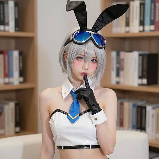 Anime Cosplayer with Silver Bob Hair