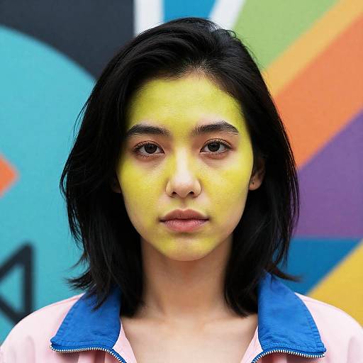 Vibrant Portrait with Geometric Flair