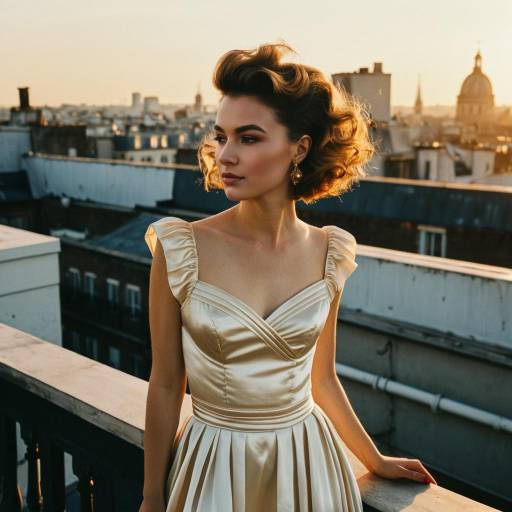 Woman with French Crop Hairstyle on Rooftop Terrace