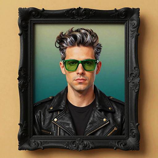 Stylized Man Portrait in Art Nouveau Frame