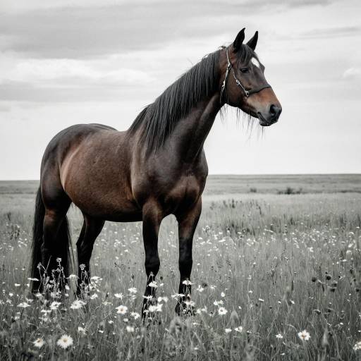 Seal Brown Morgan Horse in Wildflower Prairie