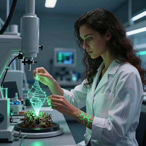 Futuristic Scientist in High-Tech Lab