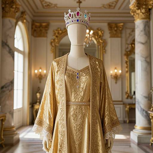 Regal Gold Mannequin with Gemmed Crown