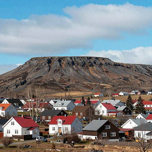 Colorful Mountain Town Landscape