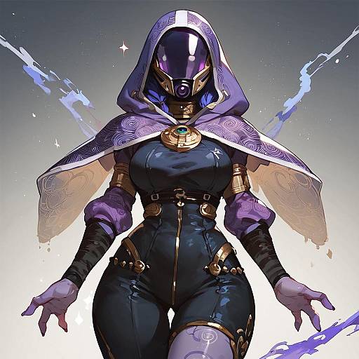 Purple Quarian Scout Under Starry Sky