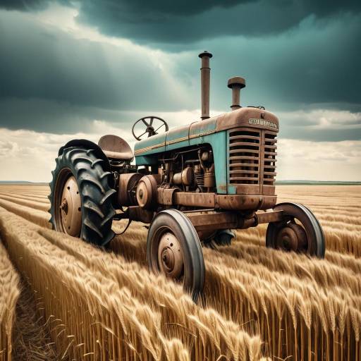 Nostalgic Rustic Tractor in Wheat Field