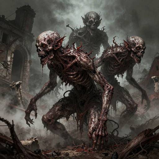 Grotesque Creatures in Decaying Ruins