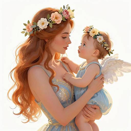 Enchanting Mother and Child Illustration