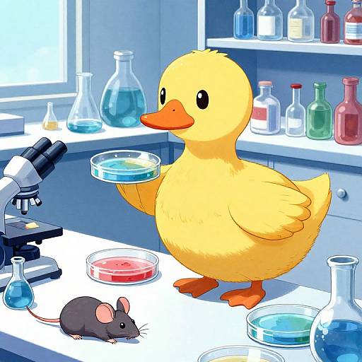 Psychedelic Duck Scientist in Lab