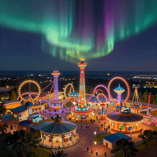 Surreal Futuristic Amusement Park Aerial