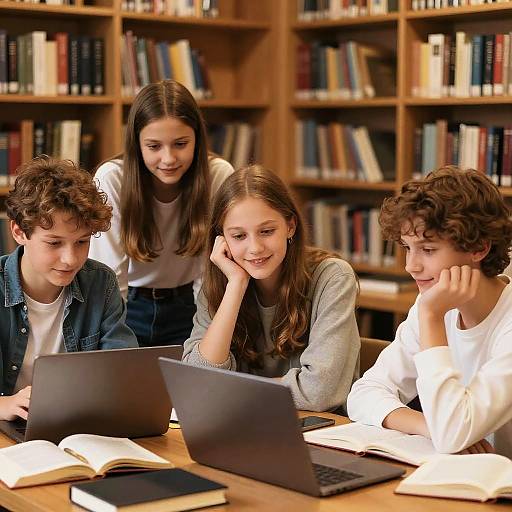 Russian Tweens Studying in Cozy Library