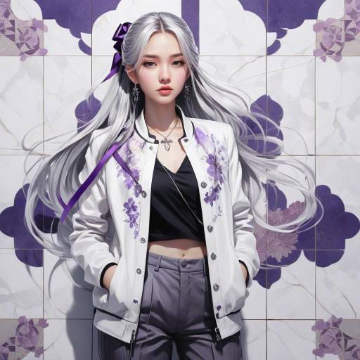 Young Woman with Silver Hair and White Jacket