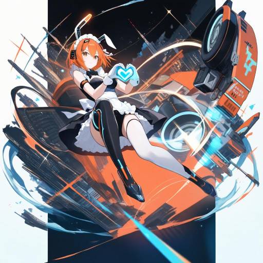 Futuristic Anime Maid with Hovering Technology