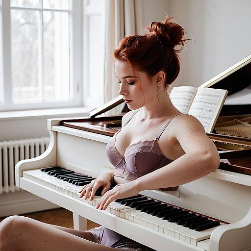 Intimate Portrait of Woman at Piano