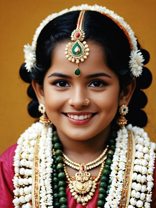 Smiling Indian Girl in Traditional Krishna Jayanthi Costume