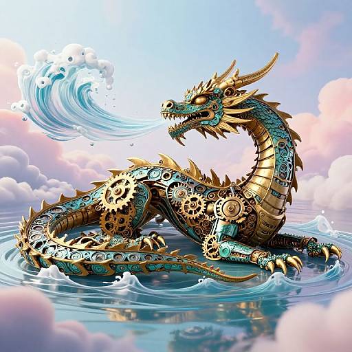 Steampunk Clockwork Dragon in Dreamscape
