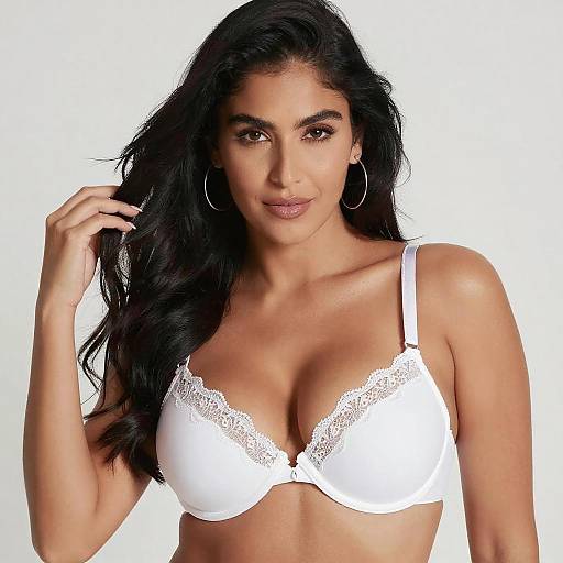 Confident Latina Woman in White Bra