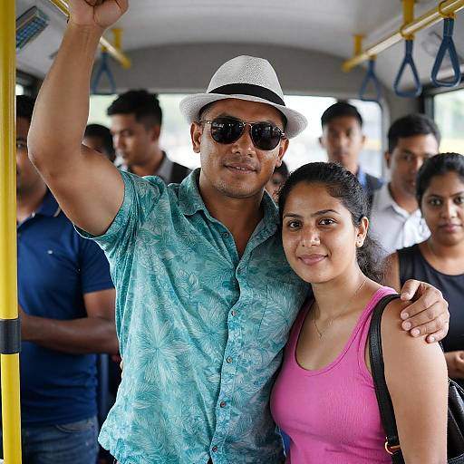 Vibrant Bus Ride Snapshot of People