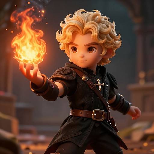 Young Fire Mage Bailey in Wizard Outfit