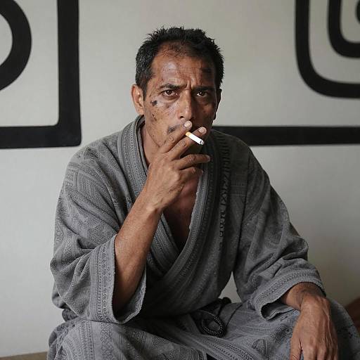 Intense Middle-Aged Man in Abstract Setting