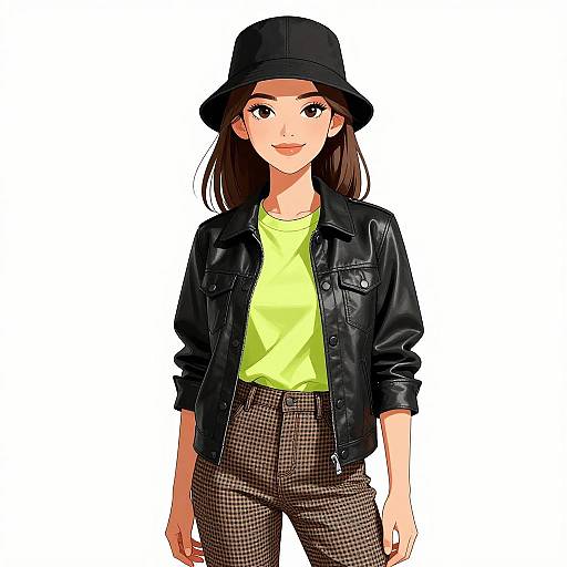 Urban Chic Smiling Woman in Leather