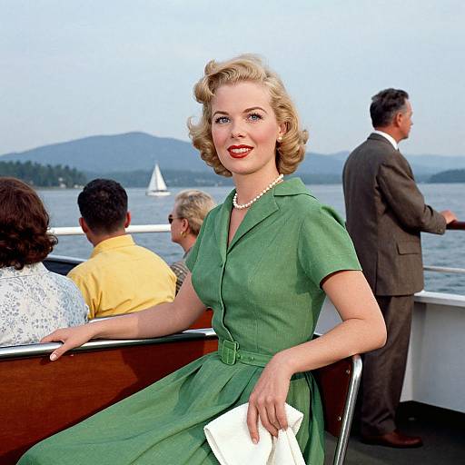 1950s Elegant Ferry Ride Scene
