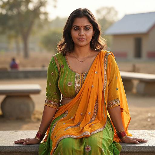 Serene Indian Woman in Traditional Attire