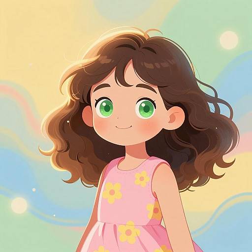 Expressive Girl in Colorful Abstract Background