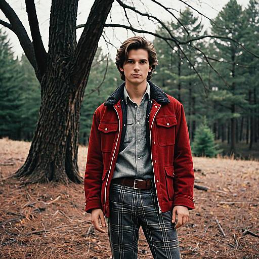Stylish Man in Plaid Outfit Outdoors