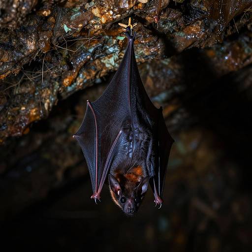 Giant Bat Hanging Inside Cavern