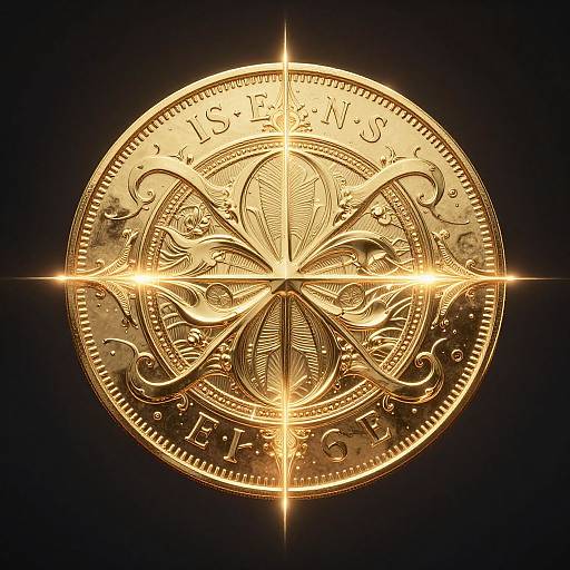 Symmetrical Sci-Fi Gold Coin Render