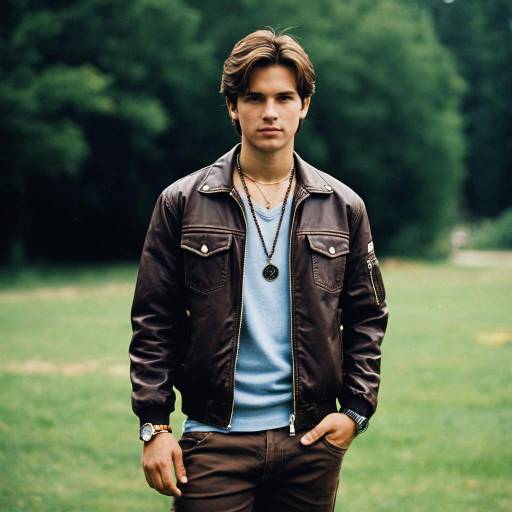 Young Man Wearing Brown Leather Jacket Outdoors