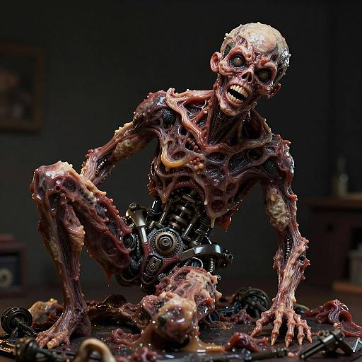Twisted Bio-Horror Flesh Sculpture