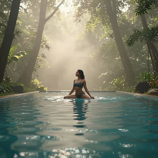 Cinematic Forest Swimming Scene