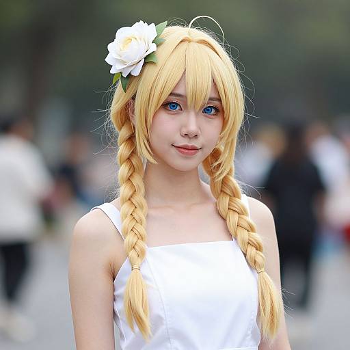 Blonde Girl in Rag Doll Costume