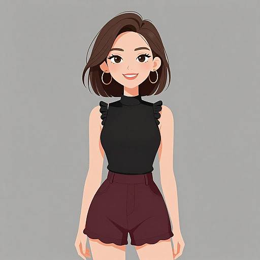 Smiling Woman in Chic Casual Outfit