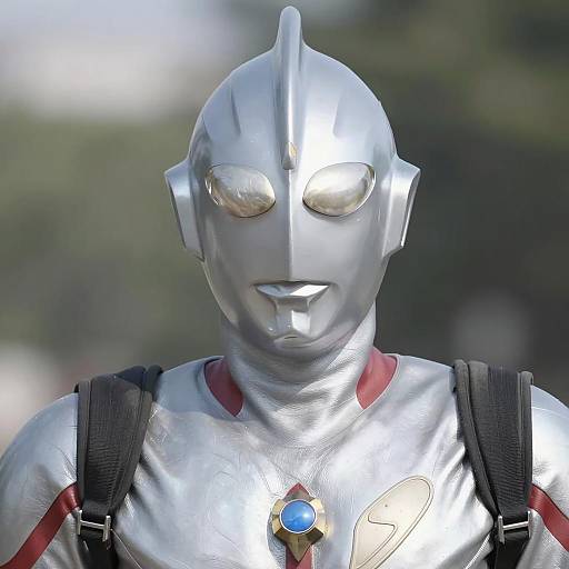 Intense Male Superhero in Silver Costume