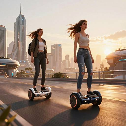 Riris and Kylies Hoverboarding at Sunset