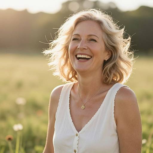 Radiant Joy of Mature Woman in Meadow