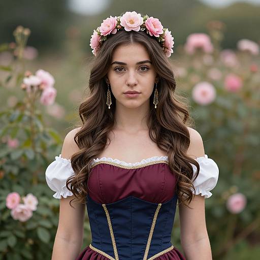Portrait of Young Woman in Corset Dress