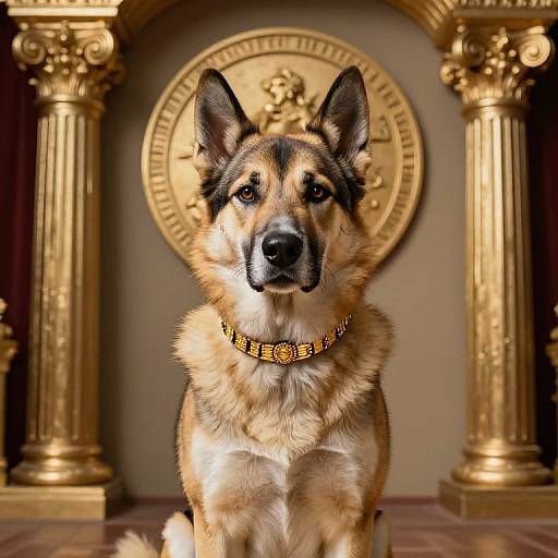 Majestic Dog with Golden Collar