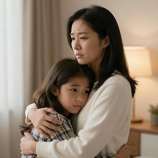 Worried Woman Comforting Anxious Girl